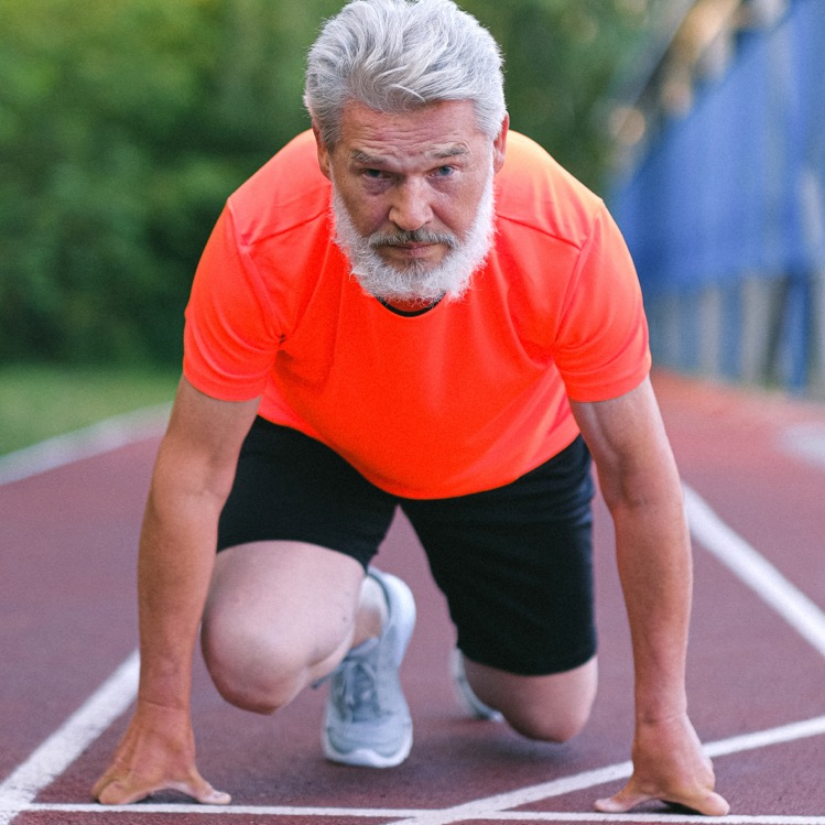 Senior man going on a run